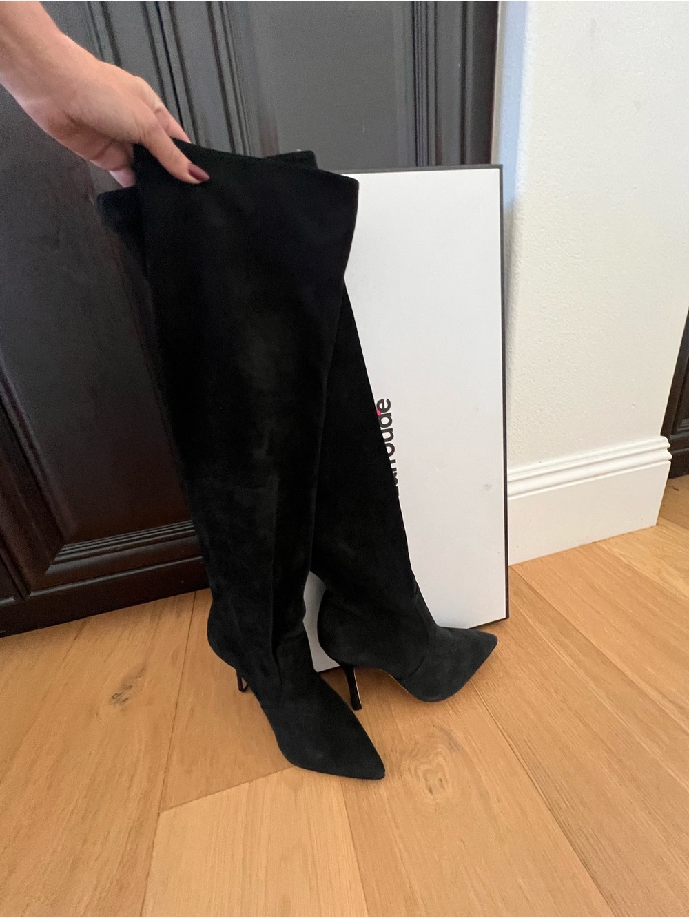 Larroude Kate Slouch Black Suede Pointed-Toe Stiletto Boots 7.5 NWT NIB - Picture 11 of 14